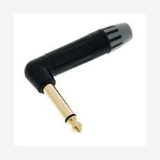 Кабельный разъем угловой Jack 6.3мм TS штекер, для кабеля диаметром 4-7мм,позолоченные контакты, чёрный, Seetronic MP2RX-BG 