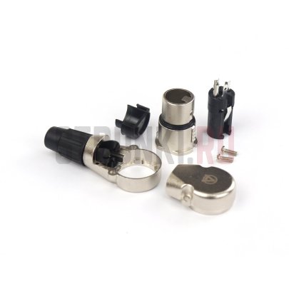 Кабельный разъем угловой 3-контактный XLR female, посеребренные контакты, никель, до 50 В, AuraSonics X3FR