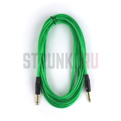 Гитарный кабель Jack TS 6.3мм  - Jack TS 6.3мм 5м, 24AWG, 0.22мм², зеленый, прямой-прямой, AuraSonics J63J63-5TGR