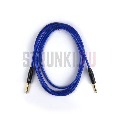 Гитарный кабель Jack TS 6.3мм - Jack TS 6.3мм, 3м, 24AWG, 0.22мм, синий, прямой-прямой, AuraSonics J63J63-3TBU