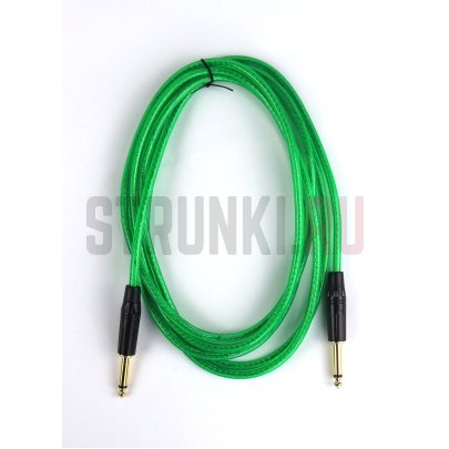Гитарный кабель Jack TS 6.3мм - Jack TS 6.3мм 3м, 24AWG, 0.22мм, зеленый, прямой-прямой, AuraSonics J63J63-3TGR