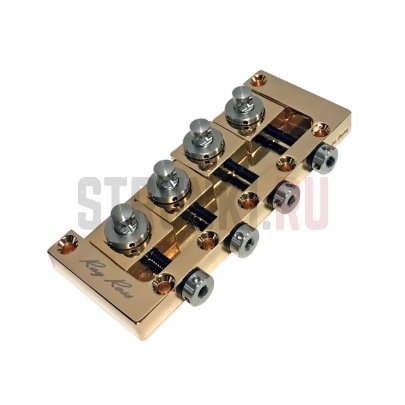 Бридж для 4-струнной бас-гитары Ray Ross RRB4G, Saddle-Less, золото