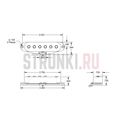 Звукосниматель сингл, нековый, для Strat Seymour Duncan 11201-12-W Scooped Strat, белый