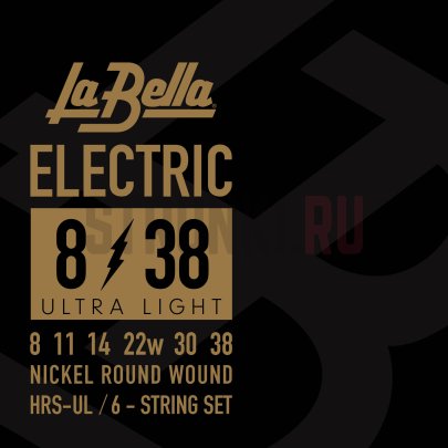 Струны для электрогитары La Bella Hard Rockin Steel Drop Six HRS-UL 8-38