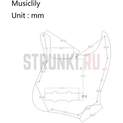 Панель для оригинального Fender Jazz Bass US/Mexico, Musiclily MX0404, однослойная, черная