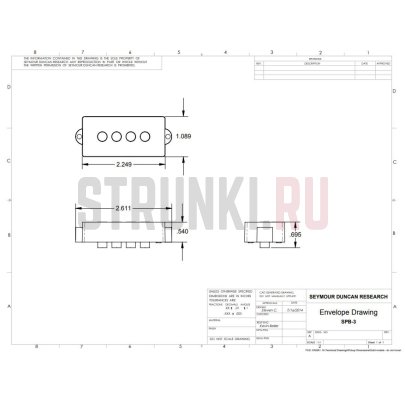 Комплект звукоснимателей для бас-гитары Seymour Duncan 11402-57 Quarter Pound for PJ-Bass, черный