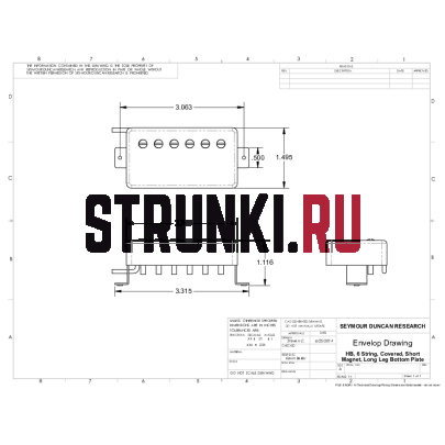 Комплект звукоснимателей HH Dave Mustaine LiveWire Seymour Duncan 11106-20-bnc, черный никель