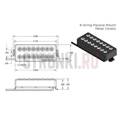 Звукосниматель хамбакер, нековый Invader Active Mount Seymour Duncan 11102-29-A-SB-8Str, черный
