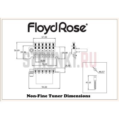 Тремоло система Floyd Rose Non-Fine Tuner FRTNFTSB, матовый черный