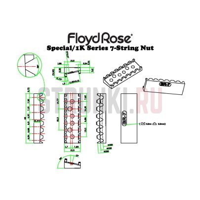 Тремоло система Floyd Rose Special FRTSSS2000S, 7 струн, матовый черный