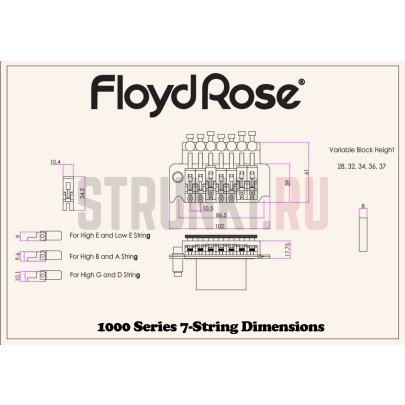 Тремоло система Floyd Rose Special FRTSSS6000, 7 струн, античное серебро