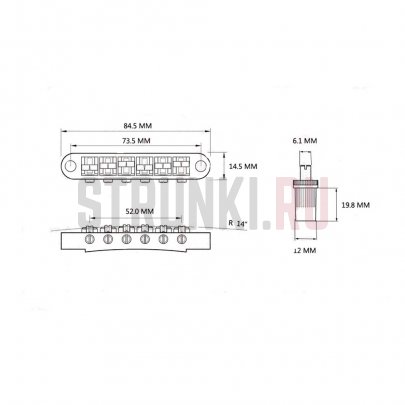 Бридж + струнодержатель TOM Ibanez, Partsland, хром
