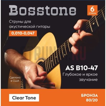 Струны для акустической гитары Bosstone Clear Tone AS B10-47 10-47