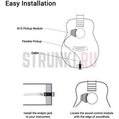 Звукосниматель для акустической гитары в резонаторное отверстие X2 DOUBLE B1G