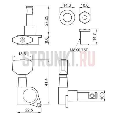 Колки 6 в линию Paxphil J-P7-6L-CR, хром