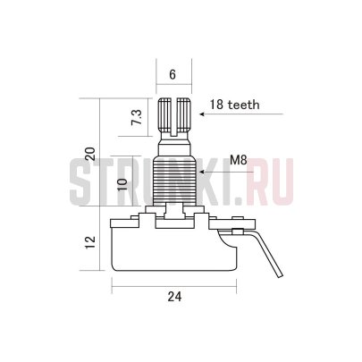 HOSCO H-ALP-500A Потенциометр 500кОм, длина резьбы 10 мм