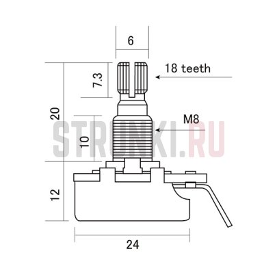 HOSCO H-ALP-25KA Потенциометр 25кОм, длина резьбы 10 мм