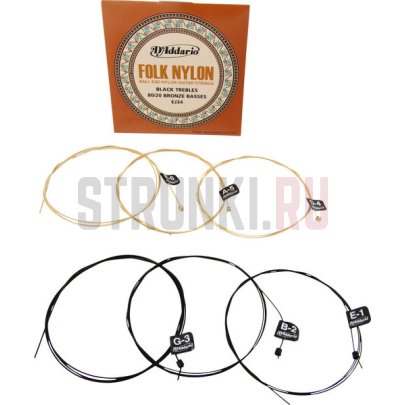 Струны для классической гитары D'Addario Folk Nylon EJ34 28-45