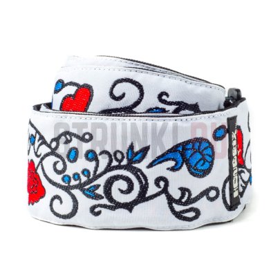 Ремень для гитары, тканевый Dunlop JH02 Jimi Hendrix Monterey, цветы, белый