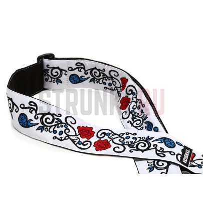 Ремень для гитары, тканевый Dunlop JH02 Jimi Hendrix Monterey, цветы, белый