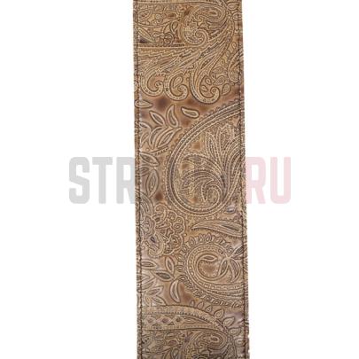Ремень для гитары, кожаный Planet Waves 25LP02 Paisley, желто-коричневый, рисунок «огурцы»