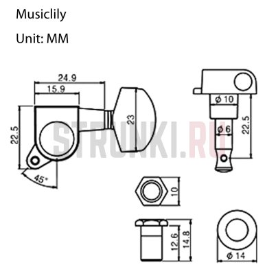 Колки 3+3 локовые Musiclily MX1630CR-3MX1631CR-3, хром