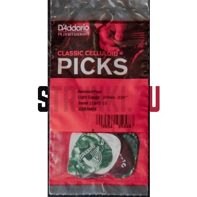 Набор медиаторов Planet Waves 1CAP2-10 Assorted Pearl Celluloid Light, тонкие, 0.50 мм, упаковка 10 шт.