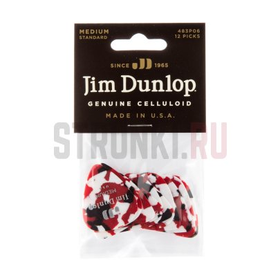 Набор медиаторов Dunlop 483P06MD Genuine Celluloid, средние, упаковка 12 шт.