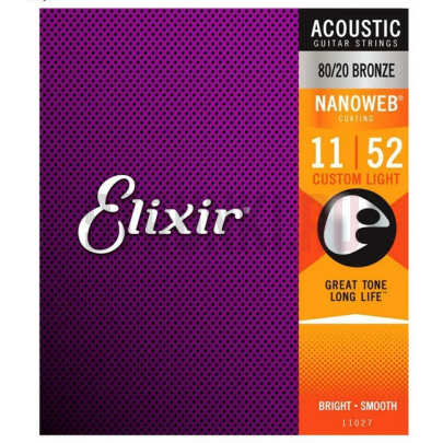 Струны для акустической гитары Elixir 11026 NANOWEB, набор из 25 упаковок 11-52