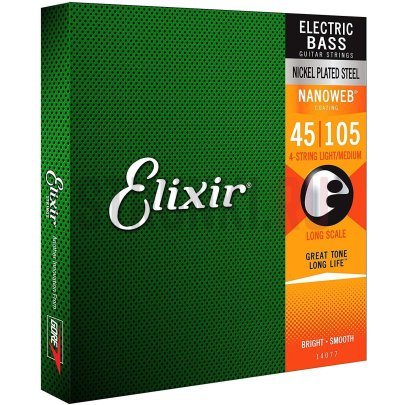 Струны для бас-гитары Elixir 14078 NANOWEB, набор из 25 упаковок 45-105