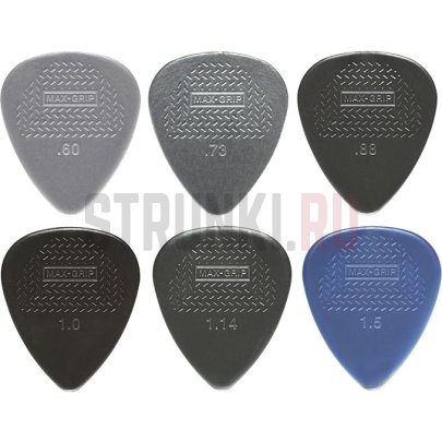 Набор медиаторов Dunlop 4491 Max-Grip Nylon Standard, 6 толщин, коробка 216 шт.
