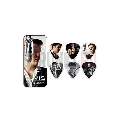 Набор медиаторов Dunlop EPPT24 Elvis Presley, разные рисунки, средние, витрина 24 коробочки