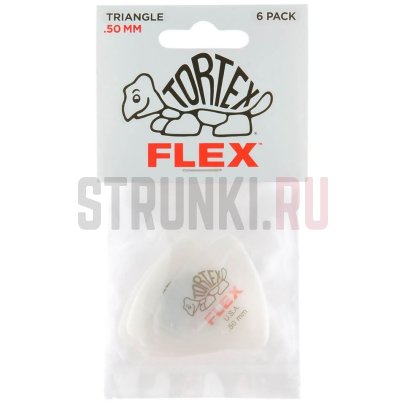 Набор медиаторов Dunlop 456P.50 Tortex Flex, треугольные, 0.50 мм, 6 шт.