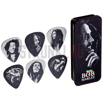 Набор медиаторов Dunlop BOB-PT04H Bob Marley Silver , толстые, коробка 6 шт.