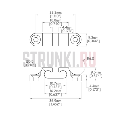 Ретейнер для бас-гитары Partsland PSB202-GD, золото, 1 шт