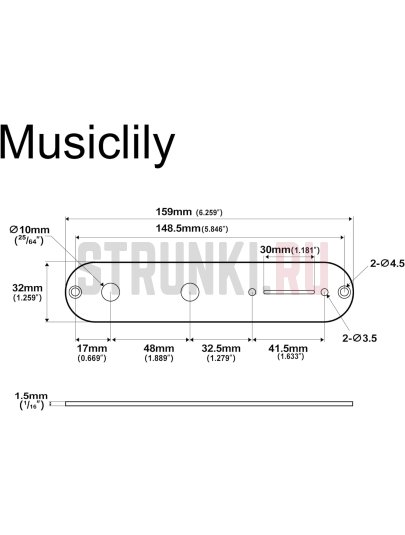 Панель для электроники Fender Telecaster Musiclily MX2634BK, черный