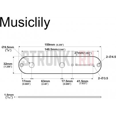 Панель для электроники Fender Telecaster Musiclily MX2633CR, хром