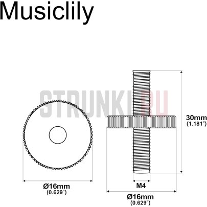 Футорка бриджа Musiclily MX2623BK Tune-O-Matic ABR-1, 2шт, черный