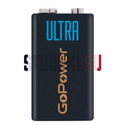 Элемент питания Крона 6LR61 Alkaline 9В, GoPower 00-00026400 Ultra