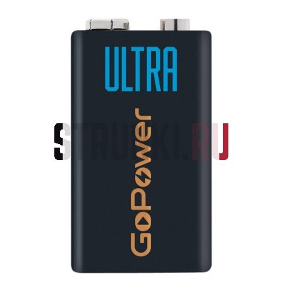 Элемент питания Крона 6LR61 Alkaline 9В, GoPower 00-00026400 Ultra