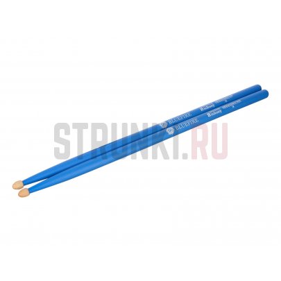 Палочки барабанные HUN 10104008 Colored Series Bluefire 7A BLUE, орех гикори, деревянный наконечник