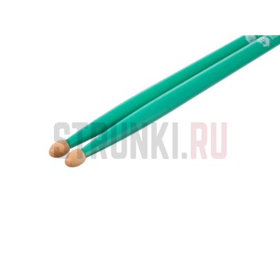 Палочки барабанные HUN 10104016 Colored Series Bluefire 7A GREEN, орех гикори, деревянный наконечник