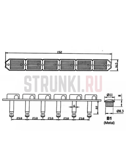 Колки 6 в линию локовые Guyker GK55N-BR, левые, бронза