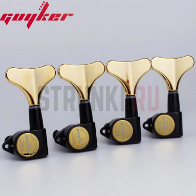 Колки 4 в линию для бас-гитары Guyker GK150BKGD, правые, черный, золото