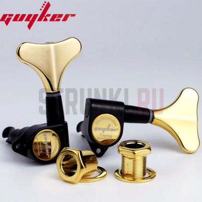 Колки 2+2 для бас-гитары Guyker GK150BKGD, черный, золото