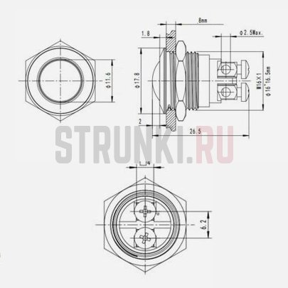 Kill Switch для электрогитары Dr.Parts, Momentary 16 мм