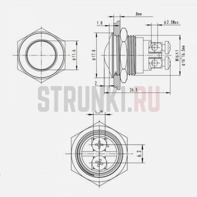Kill Switch для электрогитары Dr.Parts, Momentary 16 мм