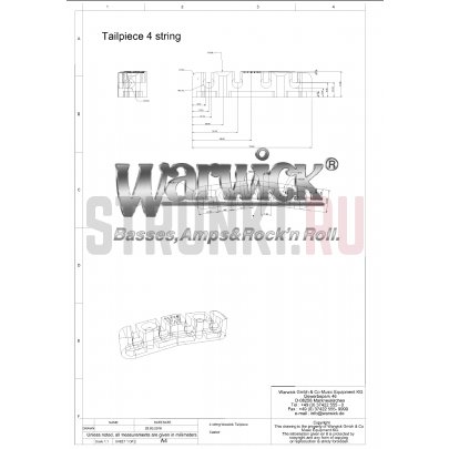 Warwick бридж для 4-струнной бас-гитары SP W 30115 4BB, черный