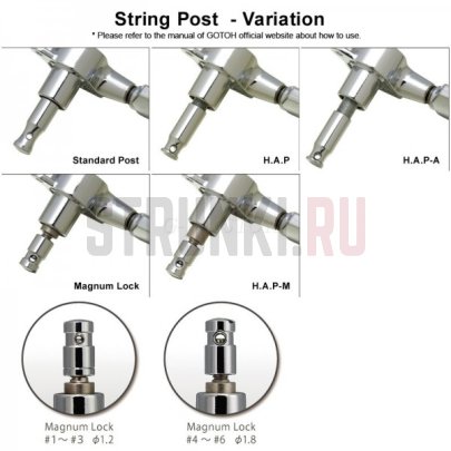 Колки 6 в линию локовые GOTOH SG381-MGT-07, черные