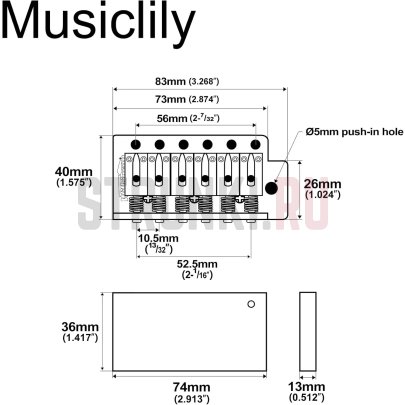 Тремоло-система Wilkinson WOV02-CR M Series, хром